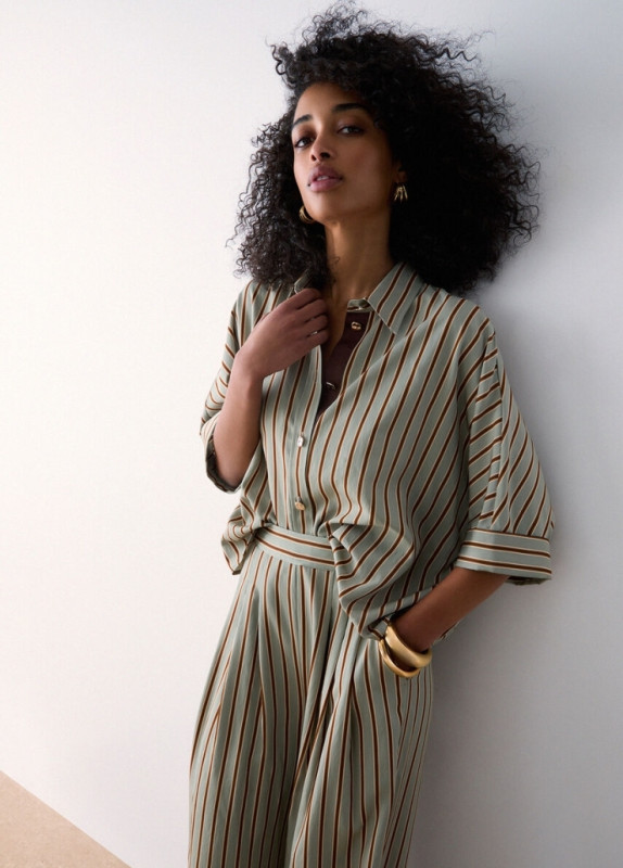 Liu jo hoofdcollectie Bloes km stripes kaki/geel