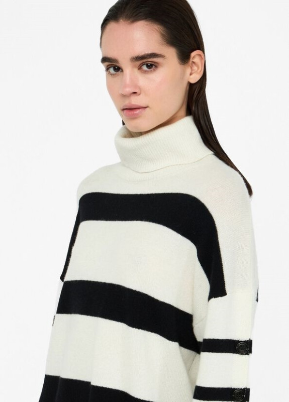 Liu jo jeans white label two Pull rolkraag stripes