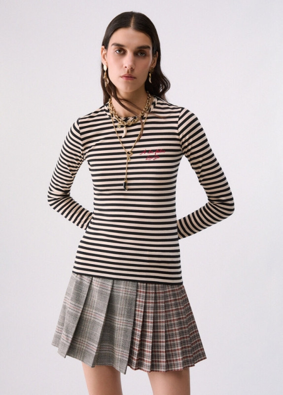 Liu jo jeans white label two T-shirt stripes beige/zwart