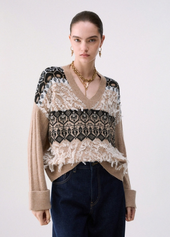 Liu jo jeans white label two Pull print jacquard