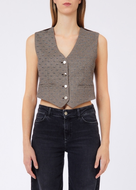 Liu jo jeans white label two Gilet pied de poule
