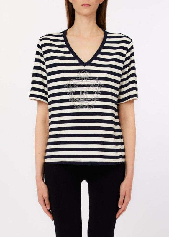 Liujo sport T-shirt stripes blauw/wit