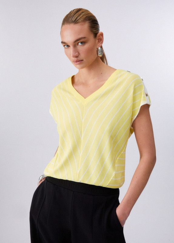 Liujo sport Pull km stripes ecru/geel