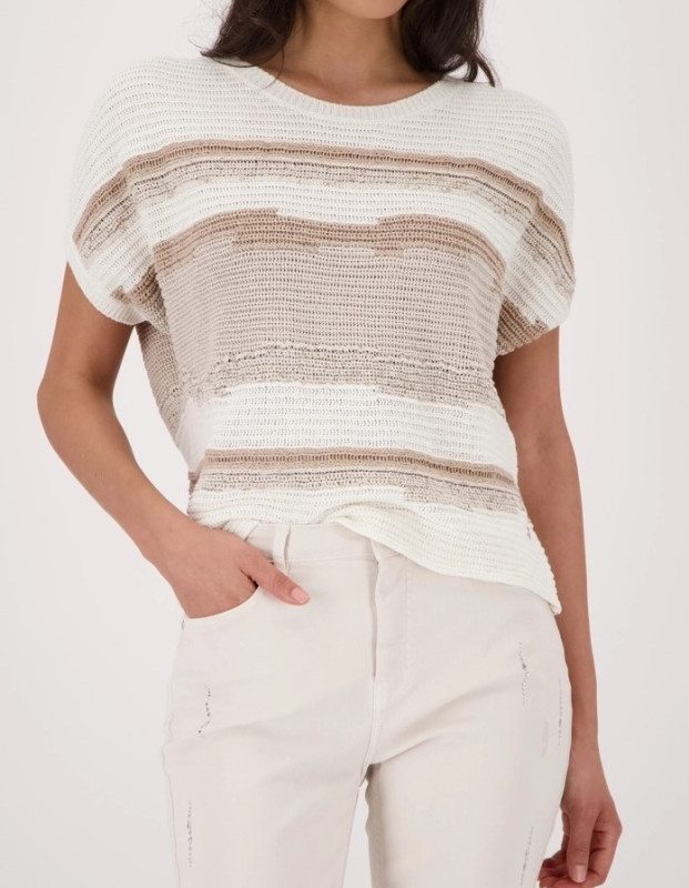 Monari Pull km stripes ecru/beige