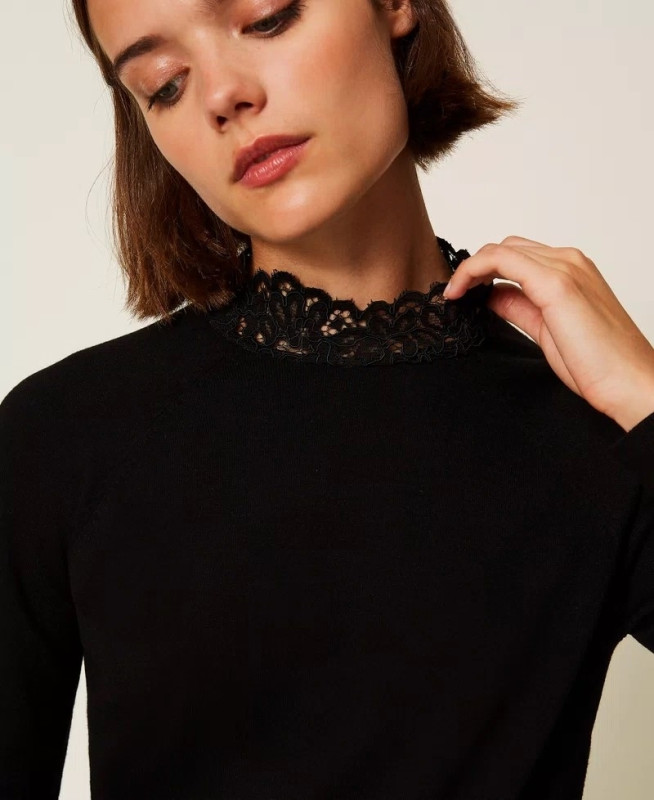 Twinset Pull lm kraag broderie